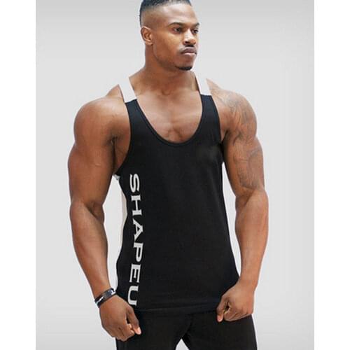 Cotton Letter Print Tank Top Men vest Bodybuilding and Fitness Clothing Muscle Tops Sleeveless Shirt