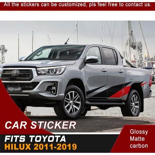Car Decals Side Body Stripe Graphic Vinyl Cool Car Stickers Custom Fit For TOYOTA HILUX 2012 2013 2014 2015 2016 2017 2018 2019