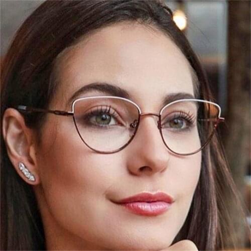 Clear Lens Cat ears Glasses Frame Women Elegant Sexy Spectacle Frames Black Gold Myopia Nerd Computer Glasses Luxury Eyewear