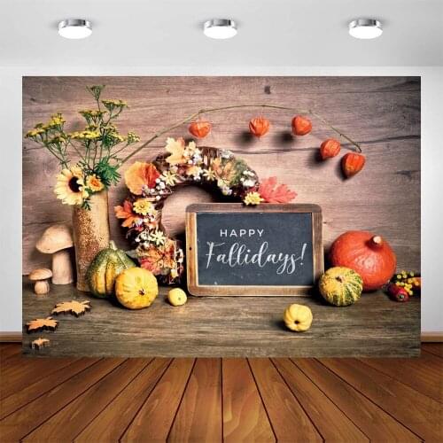 Yeele Autumn Backdrop Photography Maple Leaf Pumpkin Sunflower Wooden Floor Background Baby Photographic Photo Studio Photophone