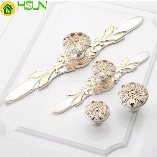 Shabby Chic Dresser Handles Pulls Knob Drawer Handles White Gold Kitchen Cabinet Handles Back Plate Flower Blossom Door Pulls