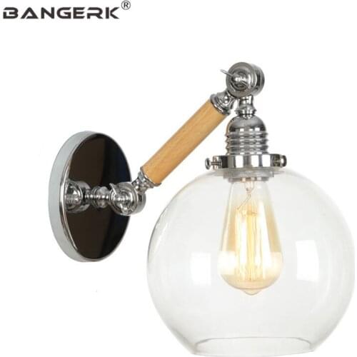 Industrial Wind Vintage Wall Light Sconces Loft Iron Wood Glass E27 LED Edison Adjust Wall Lamp Home Decor Lighting Fixtures
