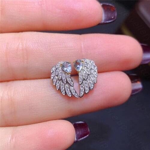 Simple and Atmospheric Womens 925 Silver Aquamarine Earrings Engagement Party Gift Jewelry