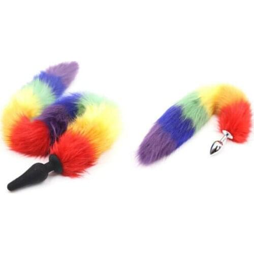 Rainbow Fox Tail LGBT Cat Tails Butt Anal Plug Sex Toy Couple Doggy Bullet Butt Plug G Spot Lover Products Sex Game BDSM