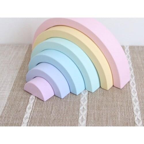 Colourfull Wood Toy Cube Square Shape Educational Toys Building Wooden Rainbow Block Craft Kids Nordic Decor Kids Room Ornament