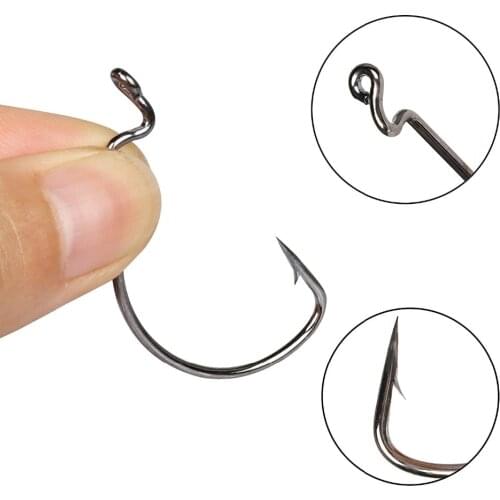 RUNCL Fishing Hooks Strong Circle Hooks High Carbon Steel Barb Fishing Hooks 5 Different Sizes Fish Hooks with Tackle Box
