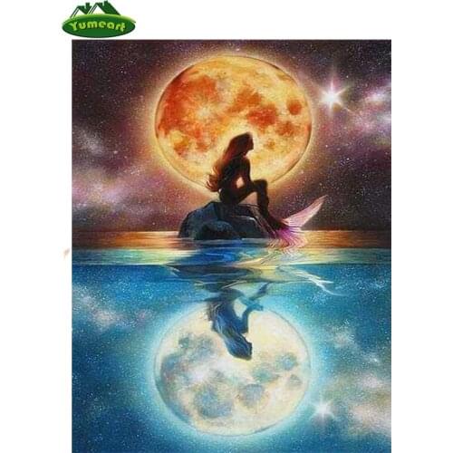 DIY Moon Mermaid Mosaic Diamond Painting Cross Stitch Full Area Square Resin Art Crafts Stick Tools Embroidery Wedding Wall