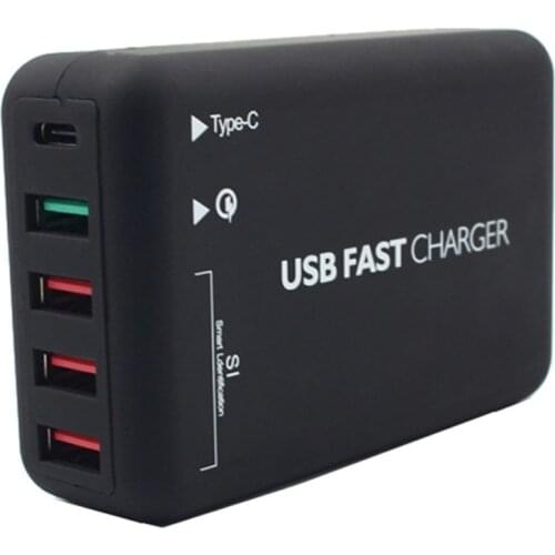 Multi Port USB C Wall Charger USB Wall Fast Charger Station Power QC3.0 AC Adapter Type C Charger for PC, iPhone Samsung etc