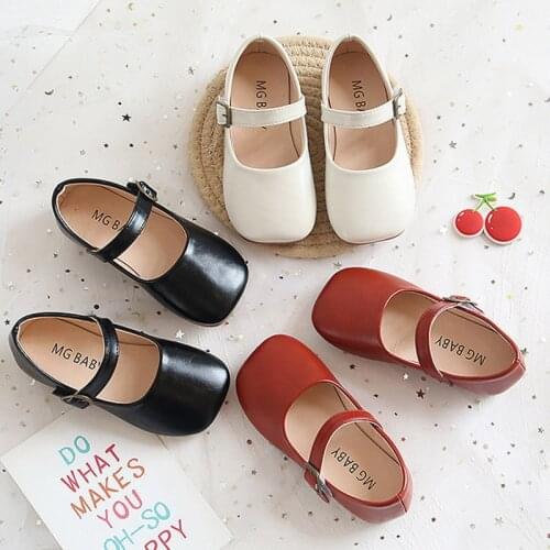 Kids Shoes Girls Mary Janes Shoes For Baby Child Leather Shoes Boys Black Flats White Brown Casual Shoes Non-slip Toddlers