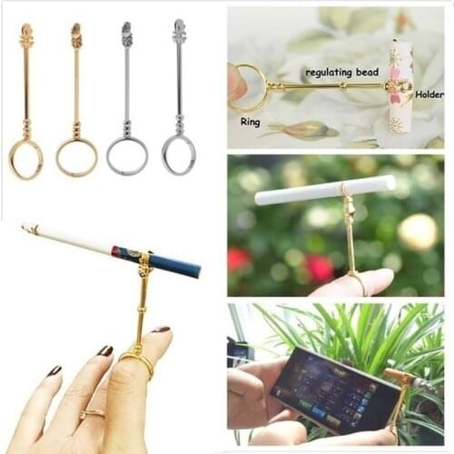 Vintage Cigarette Holder Ring Rack Metal Finger Clip Women Men Slim Cigarettes Smoking Accessories Smoker Ring Gift Set