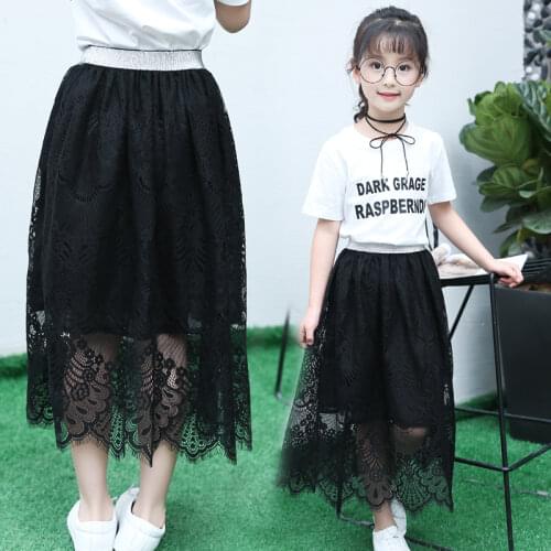 3-15y girls skirts summer full size children clothing lace long skirt princess Faldas de chica fashion Jupes fille
