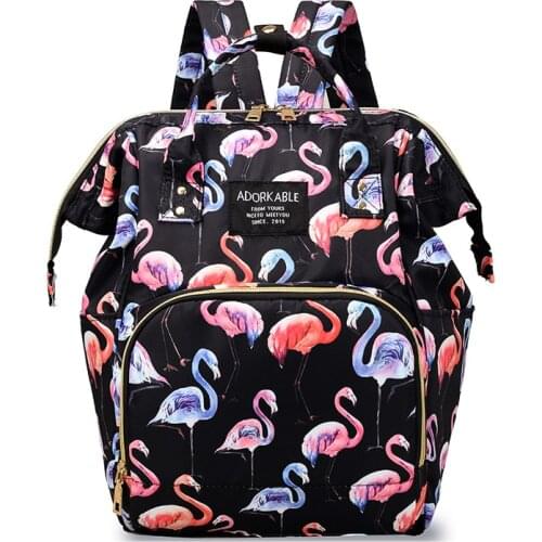 Cartoon Bear Cute Mummy bag Flamingos Printing Backpack For Women 2021 New Waterproof Leisure Or Travel Bags Cat Shoulder Bag