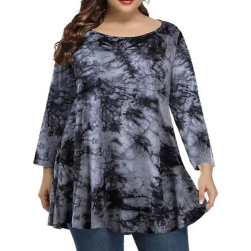 Plus Size Women T-Shirts Loose O-Neck Leopard Printing Ruffles Women Long Sleeve Blouse Tops 2021 New Fashion Female Clothing