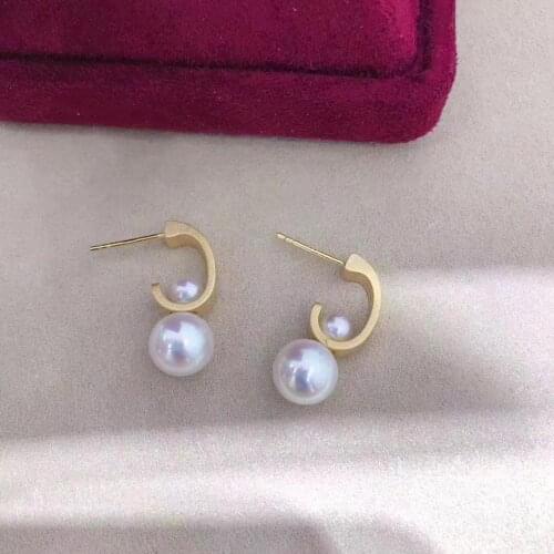 D508 Pearl Earrings Fine Jewelryy 925 Sterling Silver Round 4-5 9-10mm Nature Fresh Water White Pearls Stud Earrings for Women