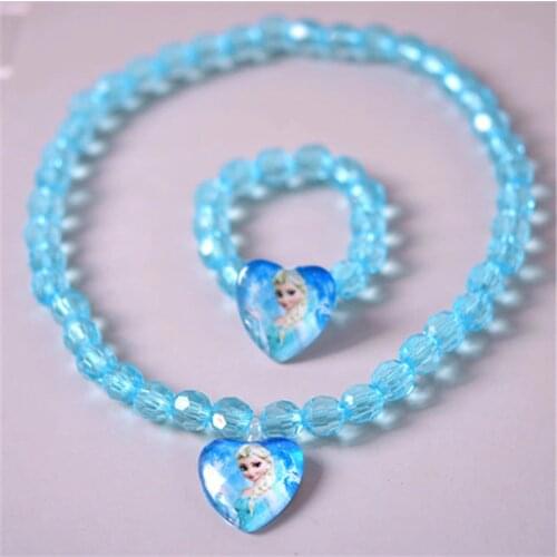 2pcs/lot girls doll accessories cartoon new jewelry frozen necklace elsa Queen Anna bracelet set