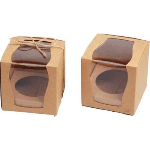 200pcs/lot Cupcake Box With Window Biscuit Cookie Cake Gift Clear Kraft Paper Box For Birthday Shower Wedding Party DIY