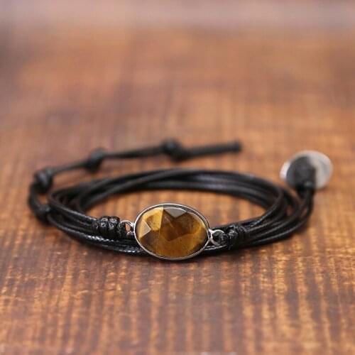 2019 Bracelet Unique Mixed Natural Stones cut tiger eye Stone Charm 5 Strands Wrap Bracelets for women men Handmade Bracelet