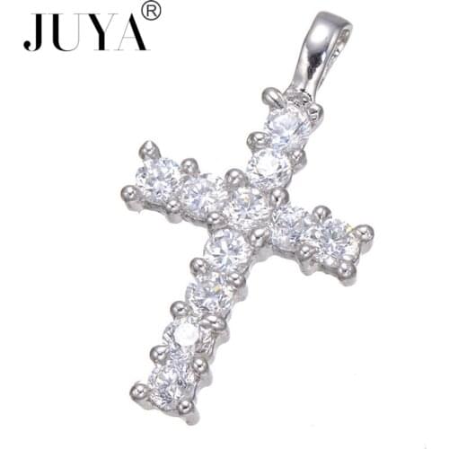 2020 Hot Fashion Druzy Shiny Gold Cross Rhinestone Pendant Charms For Woman Wedding Hand Made DIY Necklace Components Findings