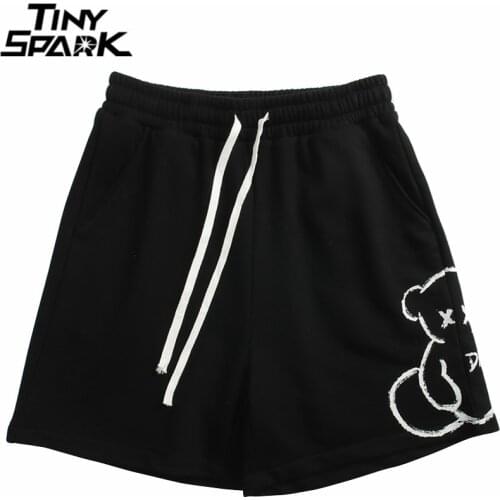 2021 Men Hip Hop Streetwear Shorts Bear Letter Print Track Shorts Harajuku Cotton Jogger Shorts Summer Sweatpants Japan Style