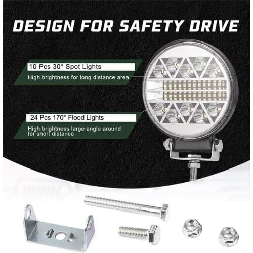 4 inch LED round 34 lights car work light 102w, white flashing, off-road spotlight, motorcycle spotlight