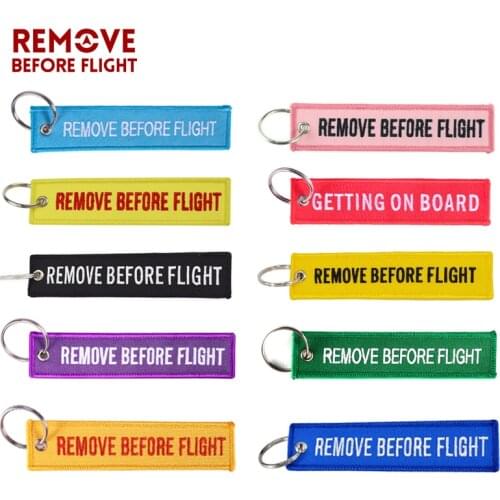 5PCS/LOT Remove Before Flight Key Chain Red Embroidery Keychain for Aviation Gifts Red Key Fob Motorcycle Car Key Ring Chaveiro