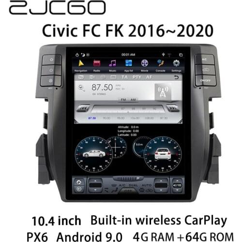 ZJCGO Car Multimedia Player Stereo GPS Radio Navigation NAVI Android Screen for Honda Civic FC FK 2016 2017 2018 2019 2020 2021