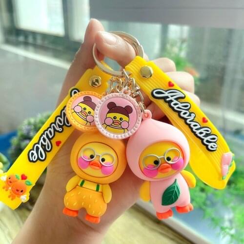 Cute cartoon fruit duck keychain trend pvc doll car bag pendant gift