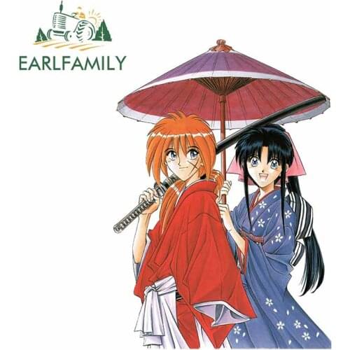 EARLFAMILY 13cm x 9.1cm for Kenshin Kaoru Decal Windshield Laptop Anime Car Stickers Cartoon Occlusion Scratch JDM Decoration