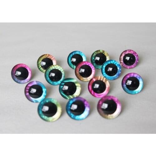 100PCS/LOT -L12---12mm/14/16/18/20/25/30/35mm New rainbow color toy safety eyes 3D doll eyes for diy plush doll