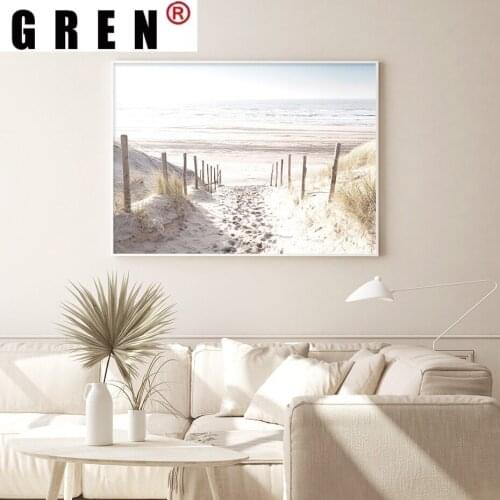 GREN North Sea Dunes Landscape Path Wall Art Canvas Painting Poster And Print Pictures For Living Room Home Interior Decoration