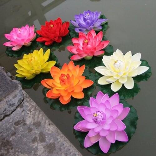 17-18cm Artificial Floating Water Lily Fake EVA Lotus Flower Pond Decor Artificial Lotus Pond Tank Plant Ornament Home Decor