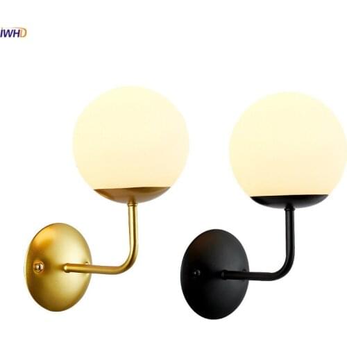 IWHD Nordic Glass Ball LED Wall Light Fixtures Bedroom Bathroom Mirror Stair Modern Wall Lamp Sconce Applique Murale Wandlamp