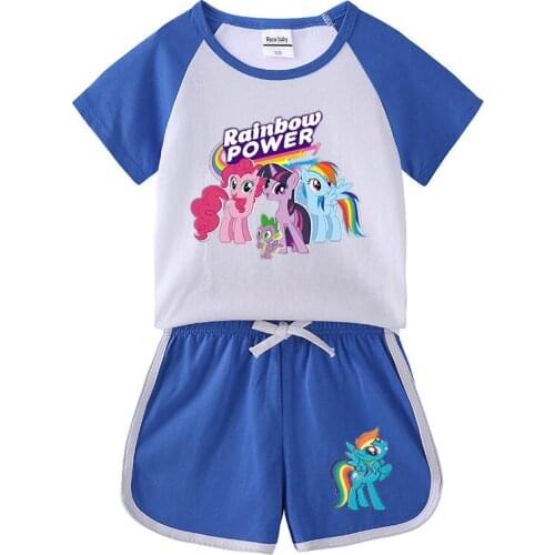 My Little Pony Baby Summer Clothes Set Infant Newborn Baby Boy Clothing Set Sports Tshirt+ Shorts Suits Baby Boy Girl Clothes
