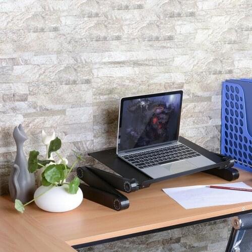 Foldable Aluminium Alloy Laptop Desk Portable Adjustable Laptop Stand Bed Sofa Desk Table With Mouse Pad