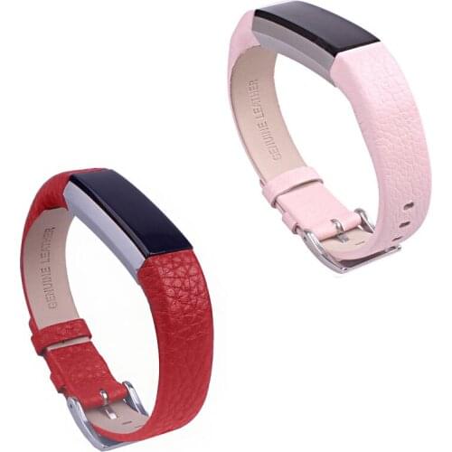 Leather Bands For Fitbit Alta Ace Band With Metal Buckle 2pcs/lot Red and Pink Genuine Leather Replacement Wrist Bands