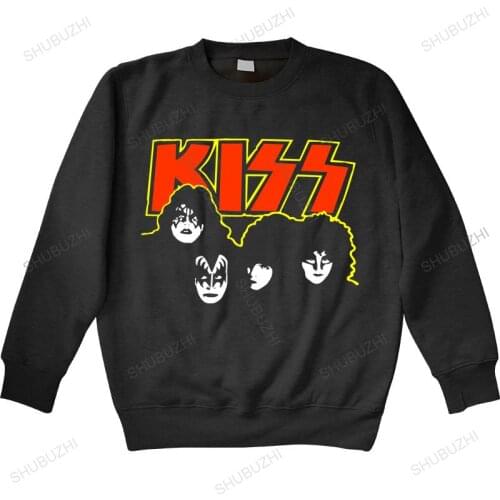 Men autumn sweatshirt black hoody Kiss hoodies Vintage 1980 Rare Rock Band Concert warm 80s reprin drop shipping men hoodie