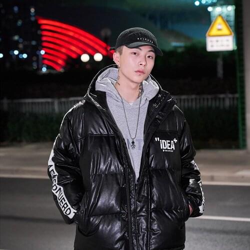 Mens Down Jacket Winter New Short Hooded Shiny Thickening Trend Duck Down Warmth Fashion Casual Loose Down Jacket Men