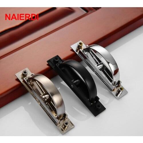 NAIERDI Zinc Alloy Tatami Hidden Handles Door Embedded Pull Cover Floor Cabinet Handle Dark Recessed Knobs Furniture Hardware