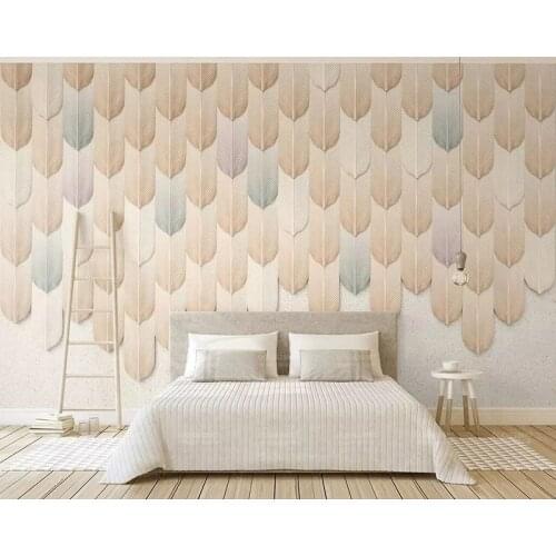 Bacal 8d Creative Color Relief Feather Wall paper Mural 3D Stereoscopic Wallpaper sticker paper For TV background Wall Murals