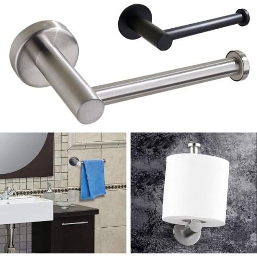 Wall Mounted Bathroom Toilet Paper Holder Rack Tissue Roll Stand Stainless Steel Free Nail Towel Shelf Black Silver Accessories