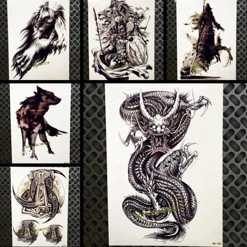 New Large Black Dragon Desgion Fake Arm Tattoo For Men Women Body Chest Art Tatoo 21x15cm Waterproof Temporary Tattoo Stickers