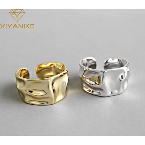 XIYANIKE 925 Sterling Silver Engagement Rings for Women Couple Trendy Irregular Geometric Handmade Jewelry Valentines day Gifts