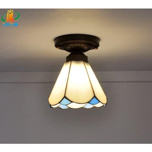 Simple modern double small ceiling lamps Tiffany corridors balcony and kitchen lamp glass fashion art lighting