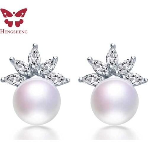 2019 Bohemia Natural Real Freshwater Jewelry Earrings For Friend Gift With 8-9mm Five Color 925 Sterling Silver Stud Earrings