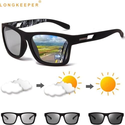 2021 Classic Polarized Photochromic Sunglasses Men Change Color Driving Sun Glasses Male Anti-UV Square Glasses UV400 Goggles