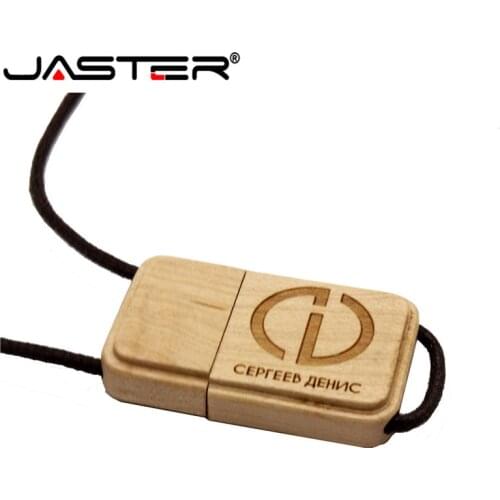 JASTER wooden USB flash drive USB with rope pendrive 4GB 8GB 16GB 32GB 64GB customer LOGO memory stick LOGO customer gift