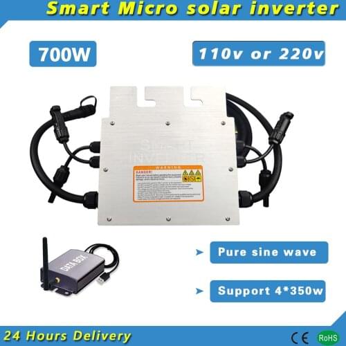 700W On Grid Tie Inversor Micro Solar Inverter DC18V-50V PV Input 110V or 220V Pure Sine Wave Wifi Monitor