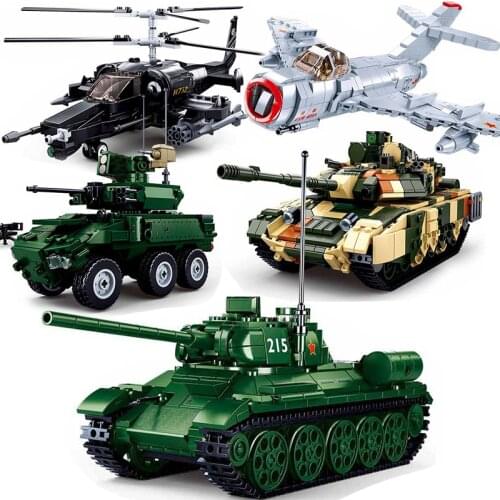 Military Aircraft Panzer Leopard Tank Building Block WW2 Plane US Fighters Airplane Army Model Bricks kits Army Educational Toys