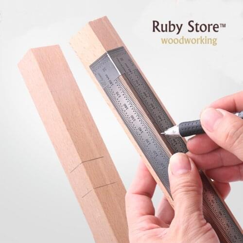 W-new 180mm Bend Line Rule, 90 degree Layout and Marking Tool Stainless Steel Ruler, Woodworking