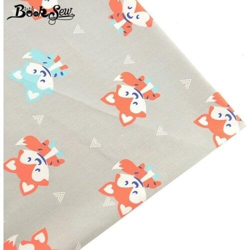 Booksew 100% Cotton Fabric Tecido Tissu Fox Animal Design DIY Handmad Quilting Bedsheet Baby Sewing Cloth Patchwork Craft Tela